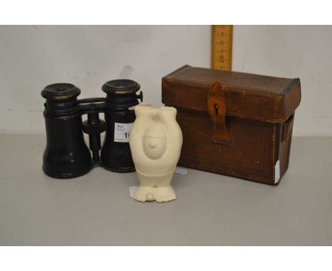 Mixed Lot: Pair of vintage binoculars marked Marine together with a small Goebel figure and smart watch