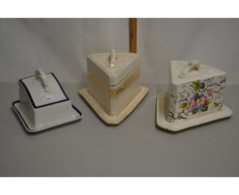 Group of three vintage wedge formed cheese dishes