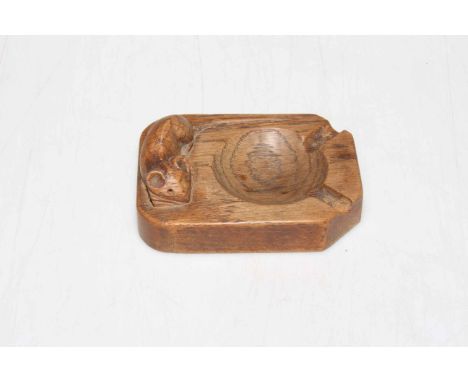 Carved oak Robert Thompson of Kilburn 'Mouseman' ashtray.