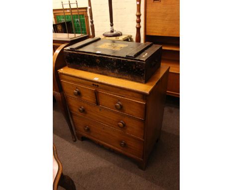 Victorian mahogany chest of two short above two long drawers and vintage tool chest (2).