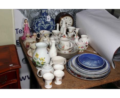 Oriental blue and white vase, Royal Copenhagen, Royal Worcester Arden, Bunnykins, mantel clock, etc.