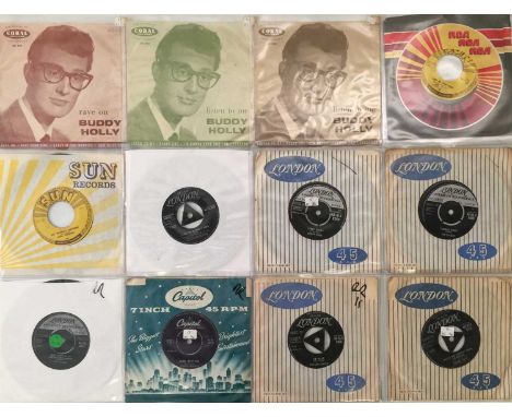 ROCK 'N' ROLL / 50's - 7" COLLECTION. A massive collection of around 600 x 7". Artists include Buddy Holly, Cark Perkins, Cha