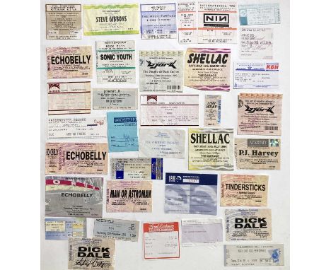 Approx 72 assorted concert ticket stubs for gigs across the 90s-00s. Inc Dick Dale (signed ticket), Nick Cave, Bjork, PJ Harv