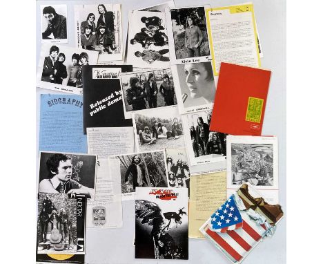 Eleven press kits to include biographies, press photographs etc for artists mostly c early 1970s. To include: Nektar, Budgie,