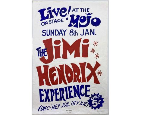 A signed, numbered reproduction poster from an original work by Coin Duffield, issued to promote Jimi Hendrix's appearance in