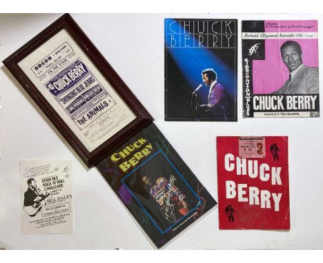 Rock n Roll memorabilia to include: c 1970s handbill bearing signature in blue ink by Bill Haley (with COA), a Chuck Berry pr