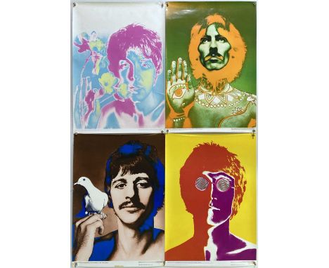 A full set of four prints from the first run of Richard Avedon portraits of The Beatles (each approx 19 x 27"), offered by th