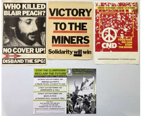 13 posters c 1980s for social issues of the day inc CND, Rock Against The Rich.Originally from the collection of concert prom