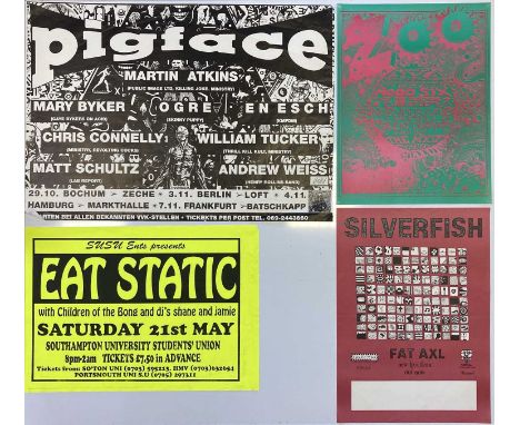 Nine posters, mostly c 1990s. To include: The Charlatans, Kula Shaker, Skunk Anansie, Pigface, Fat Static and others. Origina