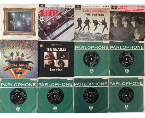 BEATLES &amp; RELATED - 7" COLLECTION. Fantastic collection of around 75 x 7". Titles include Strawberry Fields Forever, No. 