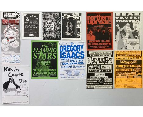 17 posters/handbills chiefly for events c 1990S in venues such as The Joiners, Southhampton. Most posters approx 12 x 16.5". 