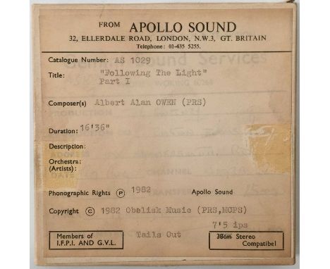 ALBERT ALAN OWEN - FOLLOWING THE LIGHT - REEL-TO-REEL TAPE (AS 1029). A beautiful reel-to-reel tape of Albert Alan Owen's cla