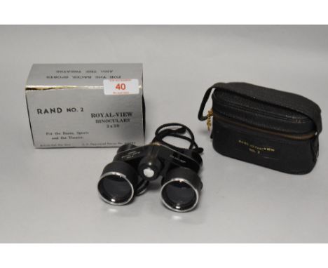 A vintage set of Rand no.2 Royal View Binoculars 8x30 with original box and case.