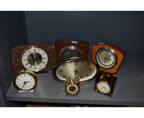 A mixed lot of vintage clocks, predominantly mid century, including Smiths and Westclox.