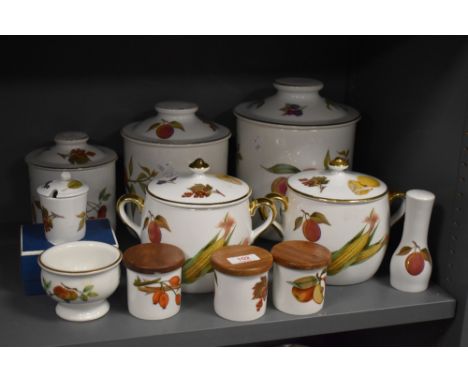 A selection of Royal Worcester Evesham pattern kitchen storage jars.
