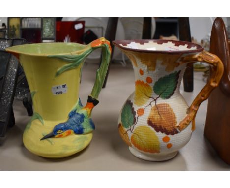 Two Art Deco water jugs including Burleigh ware Kingfisher and Hampton Ivory.