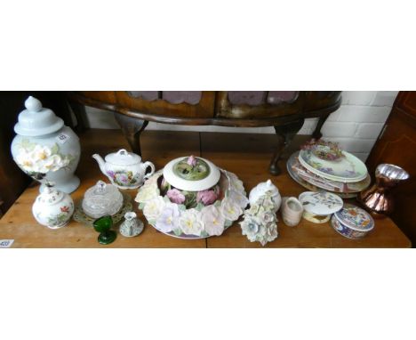 A large vase, various others, a teapot, plates and ornamental china 
