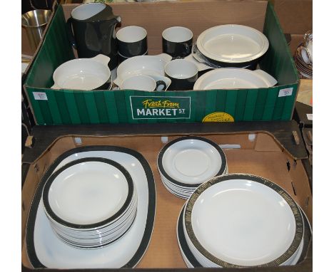A 1970s Poole Pottery two-tone part tea and dinner service