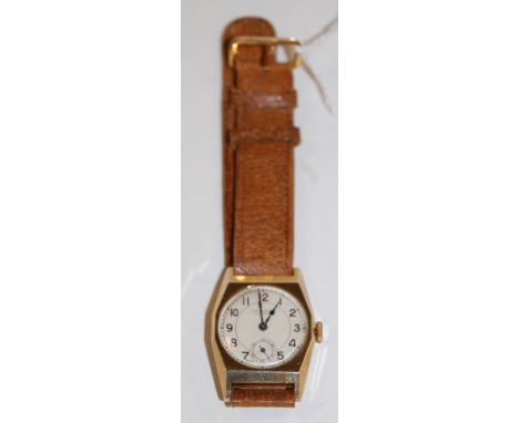 A J W Benson gents 9ct gold cased dress watch, having signed silvered dial, subsidiary seconds dial, manual wind movement, da