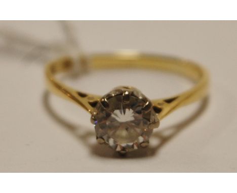 An 18ct gold diamond solitaire ring, the claw set brilliant weighing approx 0.75ct, size M   Condition Report / Extra Informa