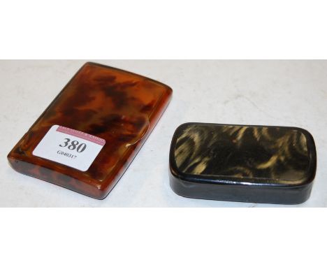 A 19th century papier mache snuff box together with a ladies tortoiseshell cigarette case (2)