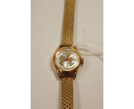 A ladies Omega 18ct gold cased wrist watch having anti magnetic manual wind movement and replacement bracelet   Condition Rep