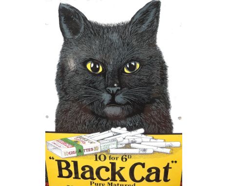 A 20th century reproduction enamel advertising sign for Black Cat cigarettes