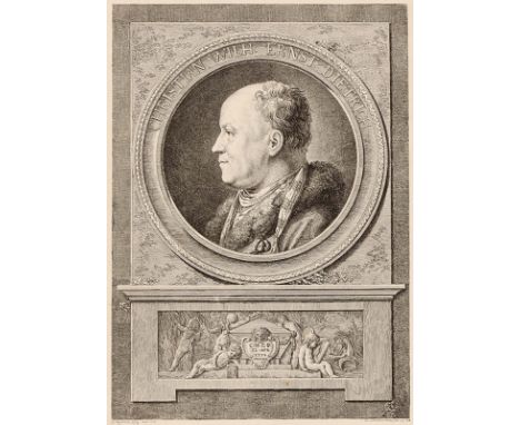 DANIEL NIKOLAUS CHODOWIECKI  Danzig 1726 - 1801 Berlin: Portrait von Christian Wilh. Dietrich. Radierung nach der 1767 entsta