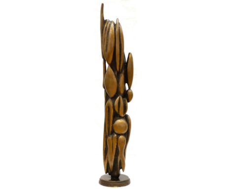 LASZLO SZABO  Debrecen/Ungarn 1917 - 1984 Ravanel/Oise: Abstrakte Komposition. Bronze mit goldbrauner Patina mit Plinthe und 