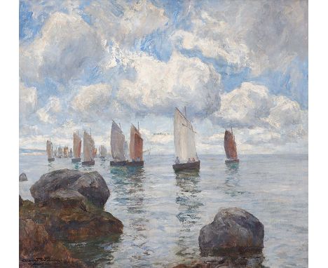 ALBERT WENK  Bühl/Baden 1863 - 1934 München: Fischerboote vor Chioggia. Oel auf Leinwand 1916. Signiert, datiert und ortsbeze