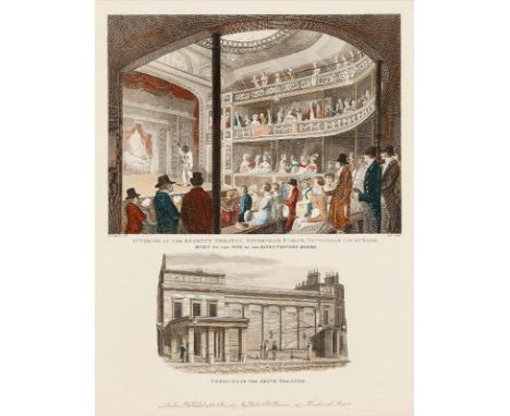 JOHN WILLIAM COOK  ?; war tätig in London: Interior and Exterior Views of the Regency Theatre. Innenansicht des Theaters währ
