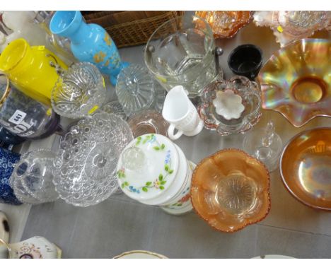 Selection of carnival and vintage glassware