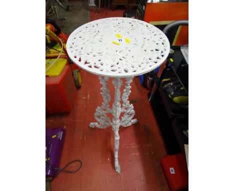 Cast metal white painted occasional table/planter stand