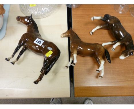 Two Beswick pottery horses (damage) and another