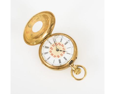             Goldene Damen-Halbsavonnette    Um 1900.        Gehäusenummer 63042.        Ungemarktes Werk mit Zylinderhemmung 