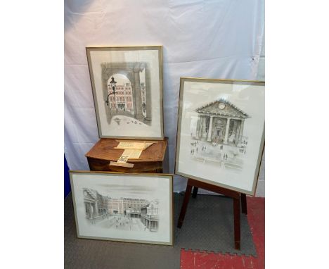 A Lot of three Limited edition lithograph prints after David Gentleman [b1930] prints titled ' The Piazza looking North towar