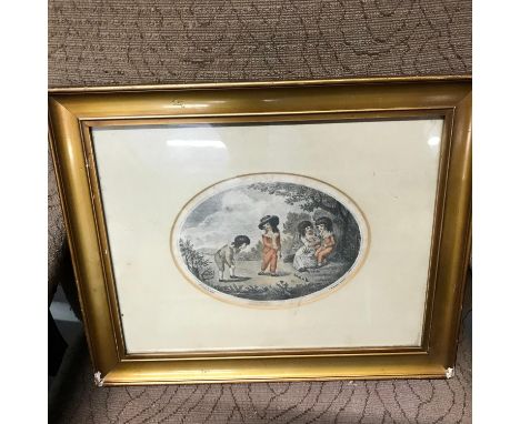 19th Century T B Freeman Aquatint- Children playing marbles, Mrs Trewineau delin, mounted and framed, 21.5cm x 16cm 