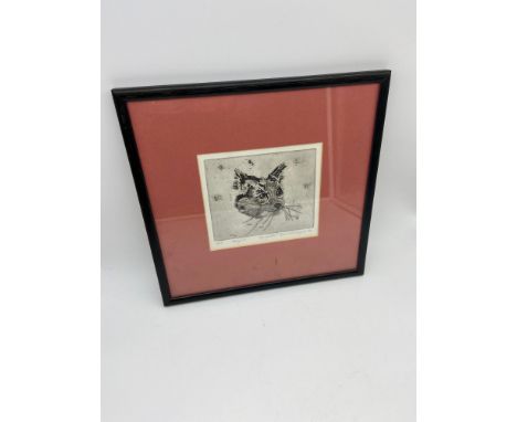 Margarette F. Burns FinlaysonLimited edition [6/20] Etching on paper titled 'Alleycat'  dated 1989. [Art work 13x14.5cm] [Fra