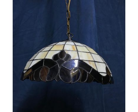 A 1960's Tiffany style German made stain glass ceiling light. 