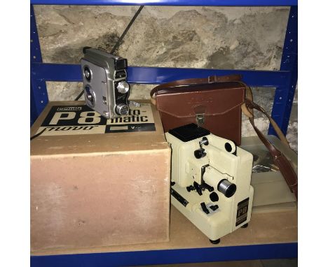 Vintage Eumig P8 Automatic projector with original box together with Admica 8F Cine camera with carry case. 