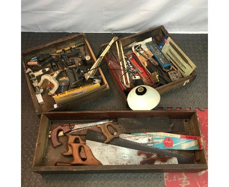 A Collection of vintage tools to include clamps, saws, socket set and cutters etc. 