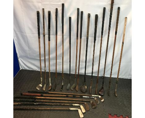 A Large collection of vintage Hickory Shaft golf clubs. Includes makes such as J.G.SMITH, Cann &amp; Taylor, P.A.Vaile, J &am