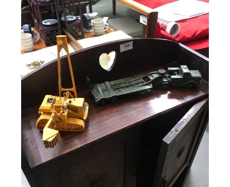 Vintage Joal Miniaturas No#224 Caterpillar pipelayer and Dinky Supertoys Tank Transporter. 