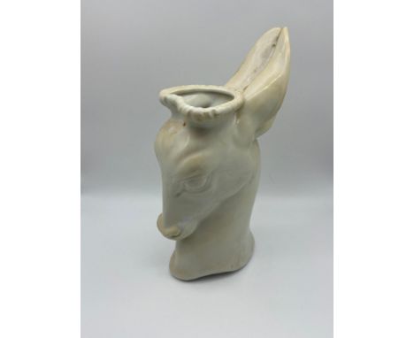 A RAOHL SCHORR FOR ROYAL WORCESTER WHITE GLAZED FAWN'S HEAD VASE, green printed factory marks and R8, [height 30.5CM] 