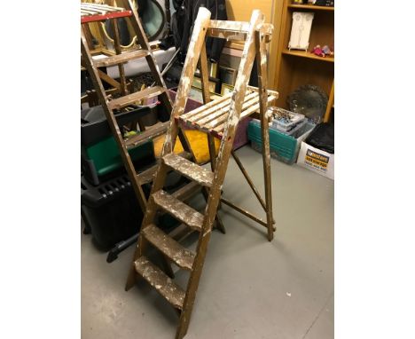 A Vintage set of Wooden 'A' Frame ladders 