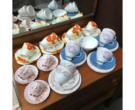 A Lot of vintage tea sets to include Tuscan floral design tea cups and saucers, Duchess Caprice cups and saucers, Collingwood