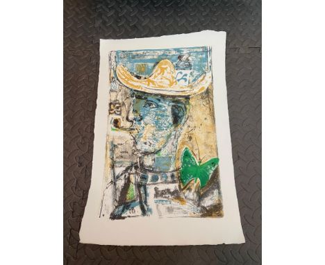 Sir Robin Philipson Lithograph print titled 'Peasant' [53x35cm] 