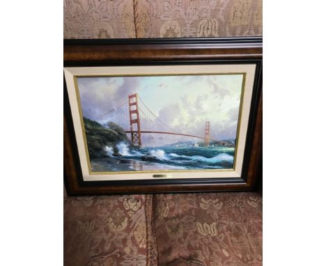 After Thomas Kinkade A Limited edition canvas print released in 1998. Titled "Golden Gate bridge, San Francisco" Comes with C
