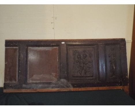 An Interesting 19th Century Panel with Two Sections in Relief Depicting Putti and Classical Maiden.  