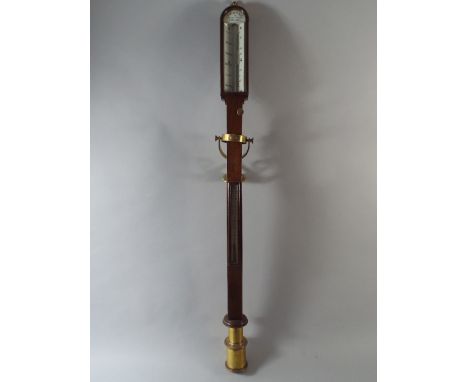 A Reproduction Brass Mounted and Gimballed Ships Stick Barometer, Inscribed J Sewill Ltd, Liverpool. 